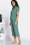 Zivame 2 Mile Fashion Knit Poly Capri Sets - Granite Green — thumbnail 3